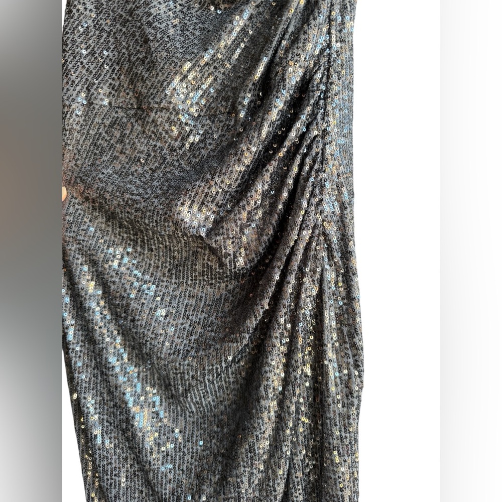 Laundry by Shelli Segal women's grey and silver sequin cowl neck dress Size 8 - Picture 7 of 12